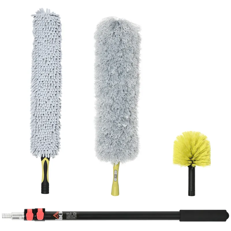 HOMCOM Pămătuf Extensibil din Microfibră, Φ14.5x73-180 cm, Negru | Romania