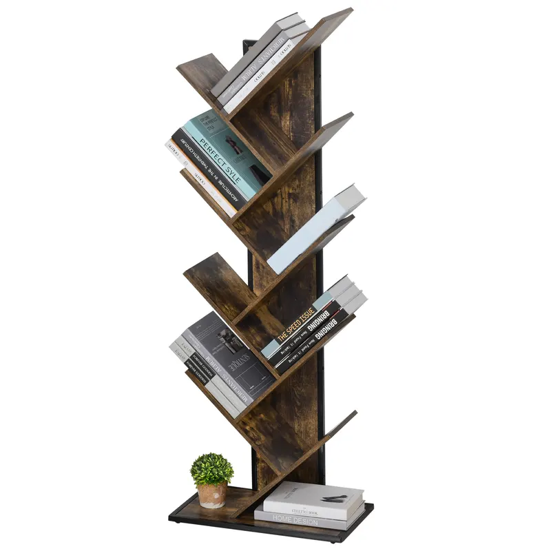HOMCOM biblioteca in forma de copac, 50x28x142cm, maro | Romania