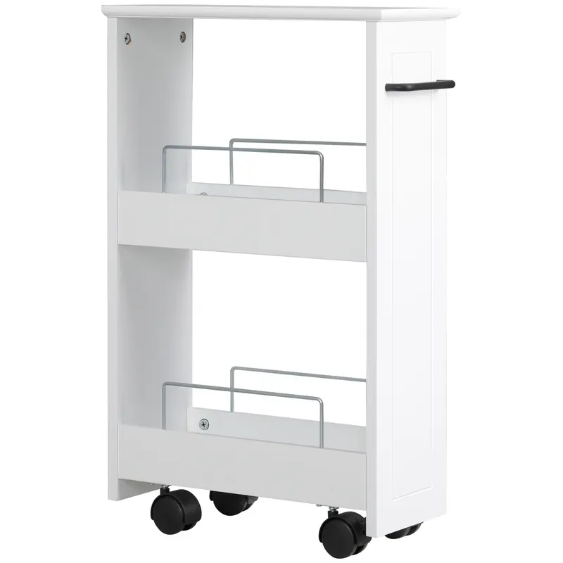 Kleankin Cărucior Multifuncțional pentru Baie și Bucătărie, Spațiu-Eficient, din MDF, 42.5x20.3x66.7 cm, Design Compact | Romania