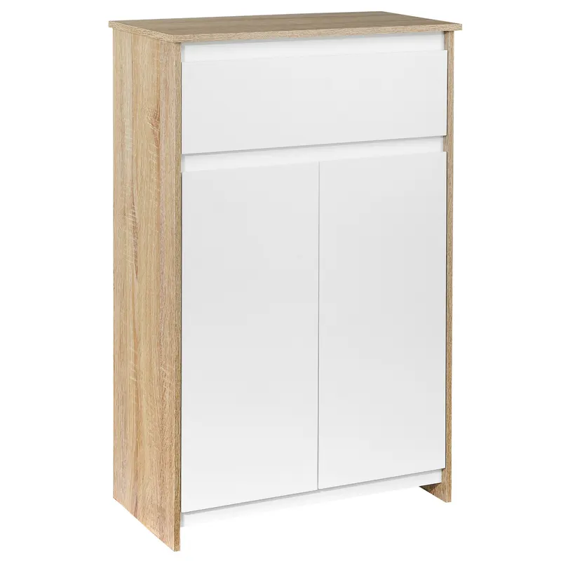 Kleankin Mobilier de Baie Multifuncțional, Combinație Dulap și Sertar, Design Modern în Nuanțe de Lemn și Alb, 60x30x90 cm | Romania