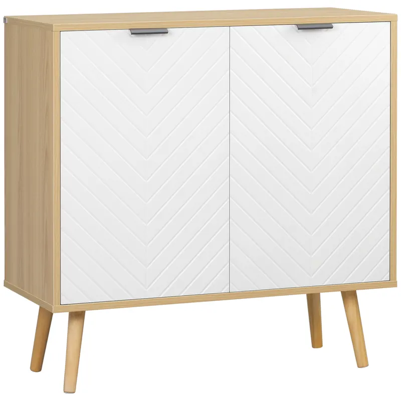 Dulap Modern HOMCOM cu Rafturi Reglabile, Design Anti-Inclinare, Mult Spațiu de Depozitare, PAL, Natural și Alb, 77x35x77,5cm | Romania
