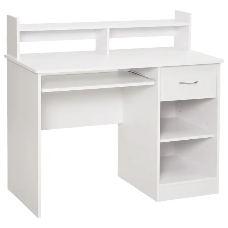 HOMCOM Birou Modern pentru Calculator Spațiu de Lucru Optimizat 104x48x95.5 cm Design Elegant în Alb | Romania