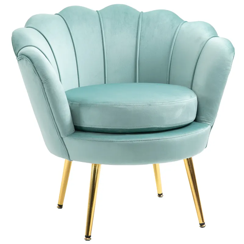 Fotoliu cu design vintage din Catifea, Spatar curbat, 76x76x74cm Verde HOMCOM | Romania