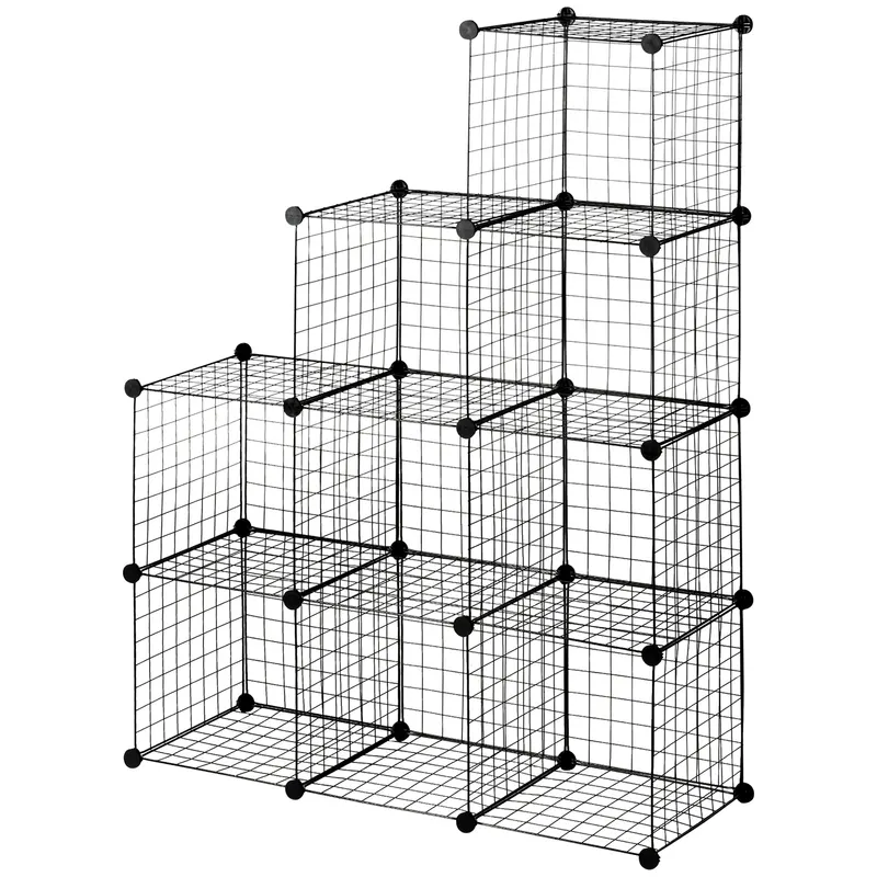 HOMCOM Bibliotecă Spațiu Redus, 9 Cuburi, Oțel/PP, 35x35x35cm, Negru, pentru Jucării/Haine | Romania