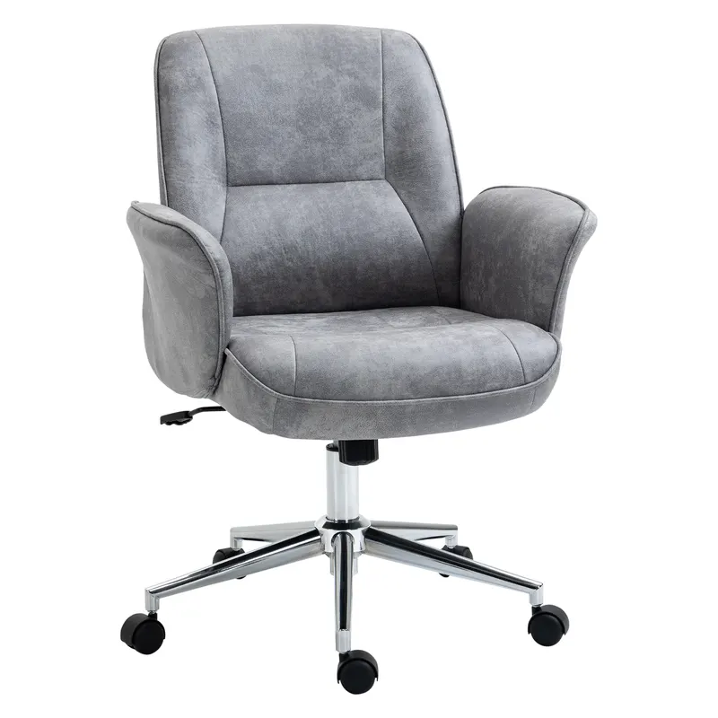 Vinsetto Scaun de Birou Ergonomic cu Înaltime Ajustabilă și Funcție de Balansoar cu Tapițerie din Microfibră, 67x69x92-102 cm, Gri | Romania