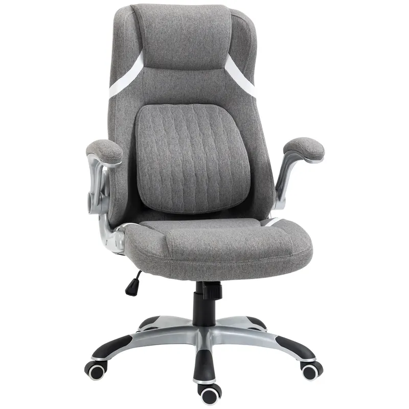 Vinsetto Scaun directorial cu Înălțime Reglabilă, Scaun de Birou Ergonomic Rotativ din Țesătură și Oțel, 68x76x109-117cm, Gri | România