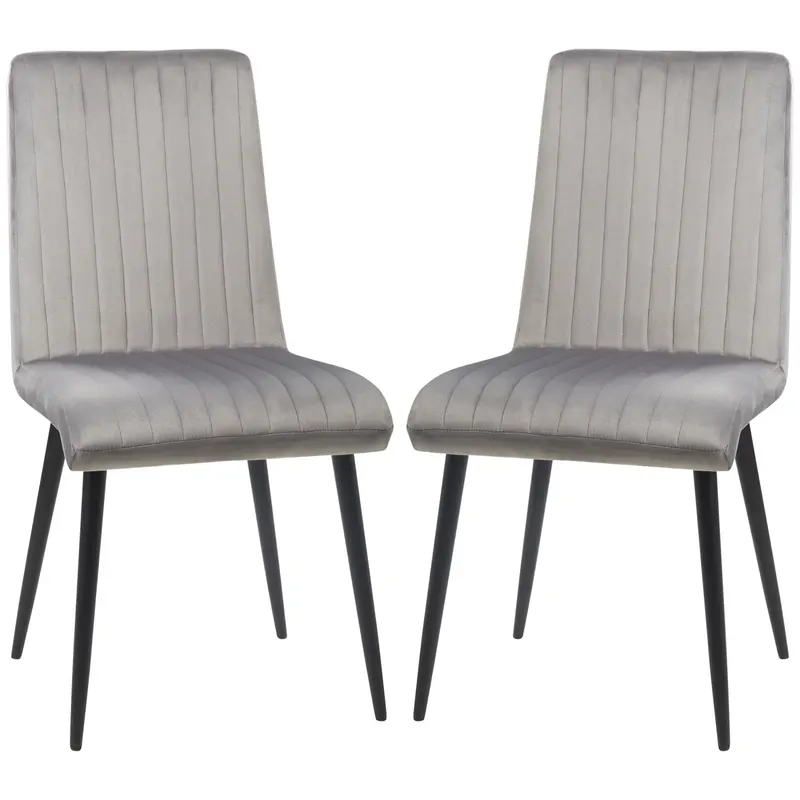 HOMCOM Set 2 Scaune Elegante pentru Dining, Catifea Gri și Picioare din Oțel, Confortabile, Suportă până la 120kg | Romania