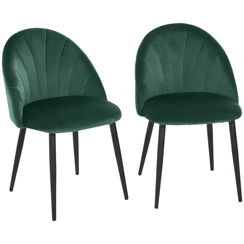 HOMCOM Set de 2 Scaune Căptușite fără Cotiere, Scaune pentru Sufrageri sau Bucatarie, 50x54x80 cm, Verde | Romania