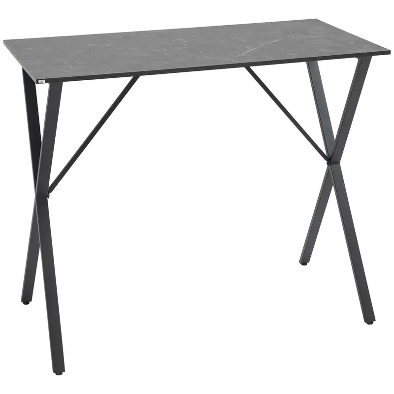 HOMCOM Masă de Bar Rectangulară pentru 4, Blat Efect de Marmură, Design Modern, 120x60x102 cm, Negru | Romania