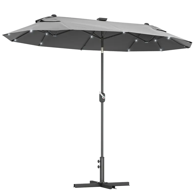 Outsunny Umbrelă de Terasă cu Două Fețe, Bază în Cruce, Sistem de Înclinare și Manivelă | Romania