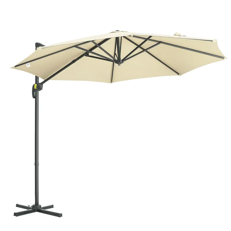 Outsunny Umbrelă Solară Înclinabilă și Rotativă 360°, Ø293x248cm, Crem | Romania