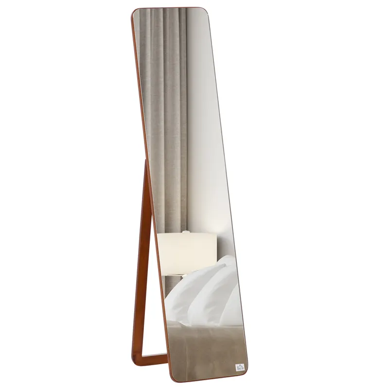 HOMCOM Oglindă de Podea cu Cadru din Lemn, Design Elegant, 43x37x156 cm | Romania