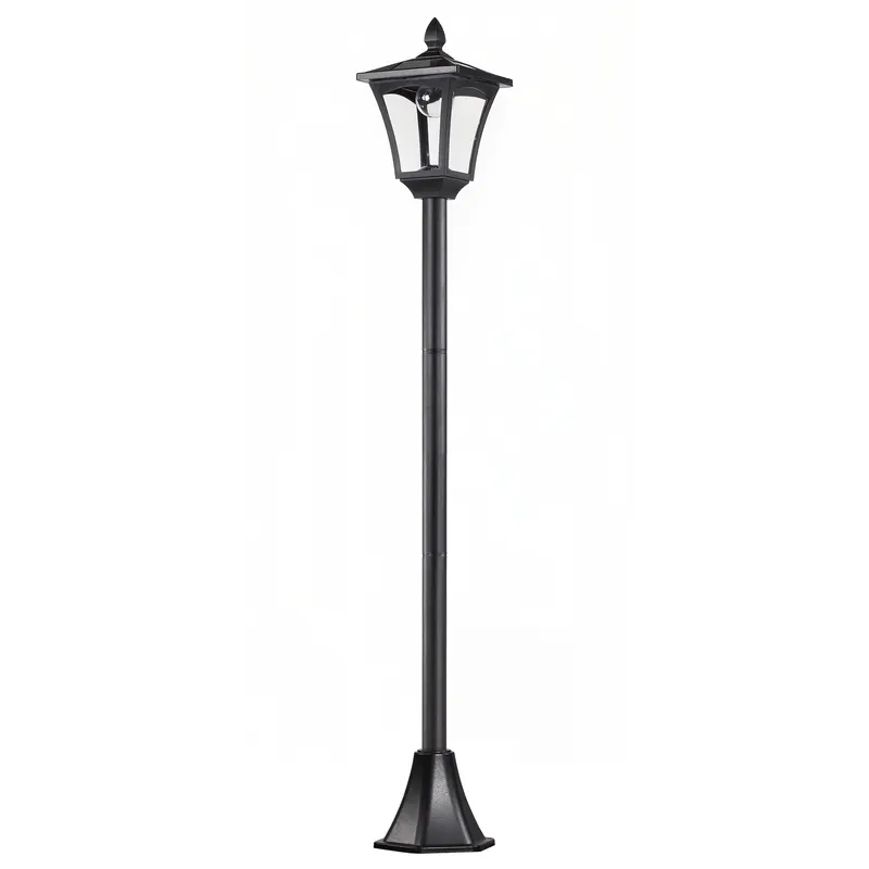 Outsunny Lanternă Solară pentru Grădină, Felinar LED cu Panouri Solare, Design Modern, 18x18x160 cm, Negru | Romania