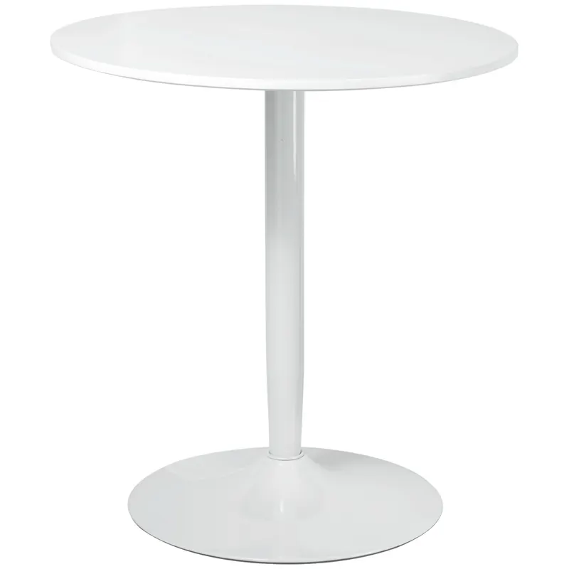 Masa rotunda HOMCOM, baza din otel, suport antiderapant Φ70x75cm, MDF si Otel, Alb | Romania