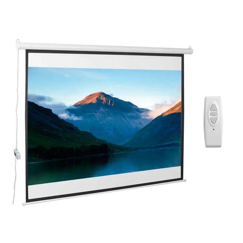HOMCOM Ecran Proiecție Motorizat 100 Inch, Ideal pentru Home Cinema, Fabricat din Plasă, Plastic, Metal, 203x152 cm, Design Modern | Romania