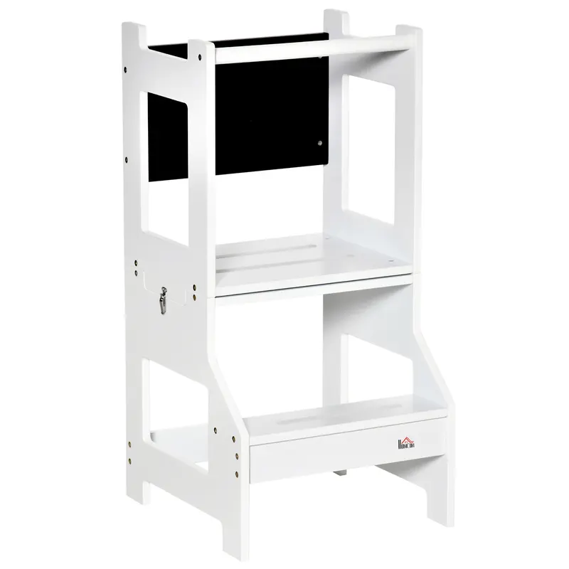 HOMCOM Turn de invatare Montessori 2 in 1 detasabil din MDF, pentru copii 3-6 ani, alb | Romania