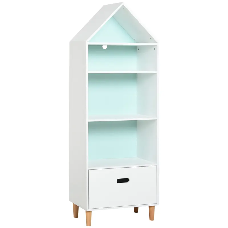 Raft biblioteca pentru copii, depozitare pentru camera copiilor 50x30x142cm, alb HOMCOM | Romania