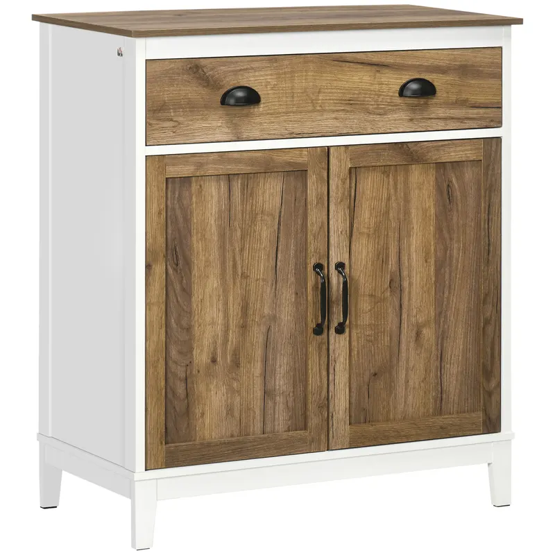 HOMCOM Dulap Multifuncțional Rustic din PAL cu Sertar și Spațiu de Depozitare, 78.5x39x89.4cm, Design Clasic, Alb | Romania