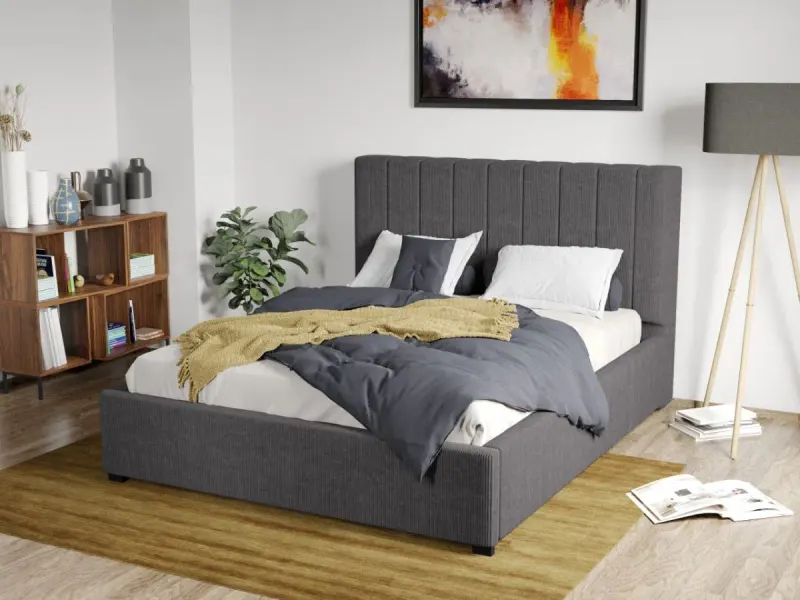 Pat Tapitat Adam cu somiera fixa Gri - Poso 22 180x200