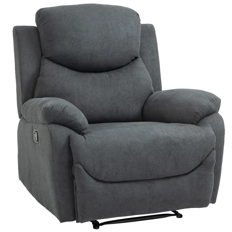 Canapea Rabatabila HOMCOM Ergonomica cu Baza Metalica, Scaun capitonat cu Cotiere, pentru Sufragerie, Dormitor, Birou, Gri Inchis | Romania