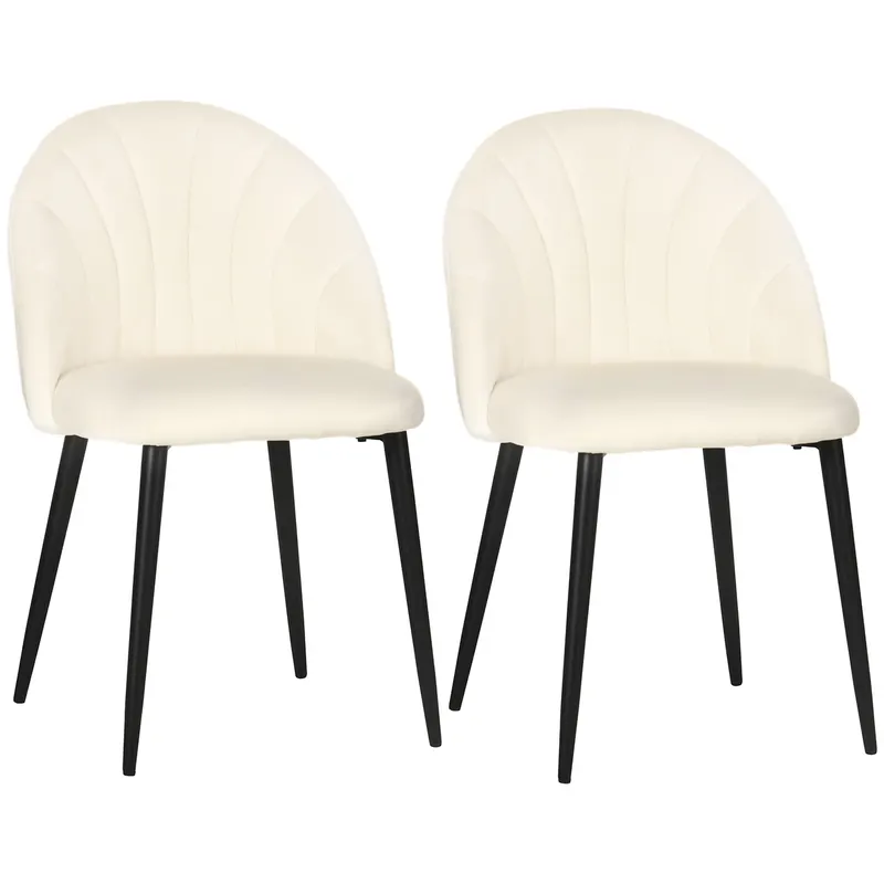 Set 2 scaune pentru camera de zi, tapitate, design nordic si ergonomic, antizgarieturi si antiderapante, Bej 52x54x80cm HOMCOM | Romania
