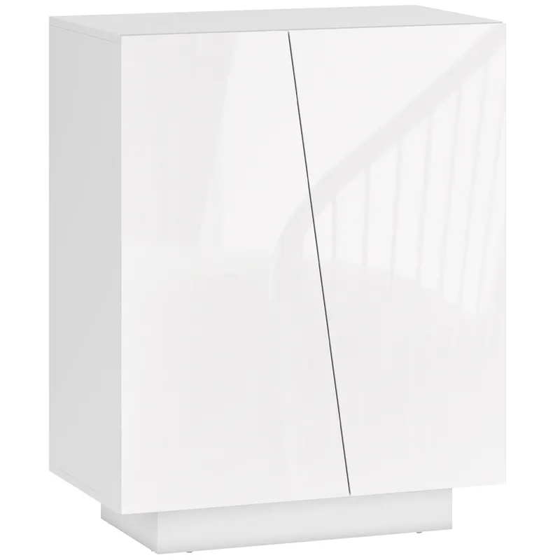 HOMCOM Dulap Multifuncțional cu 3 Nivele, Design Modern din PA Alb, Poliță Reglabilă, Bază Înălțată, 70x40x88 cm | Romania