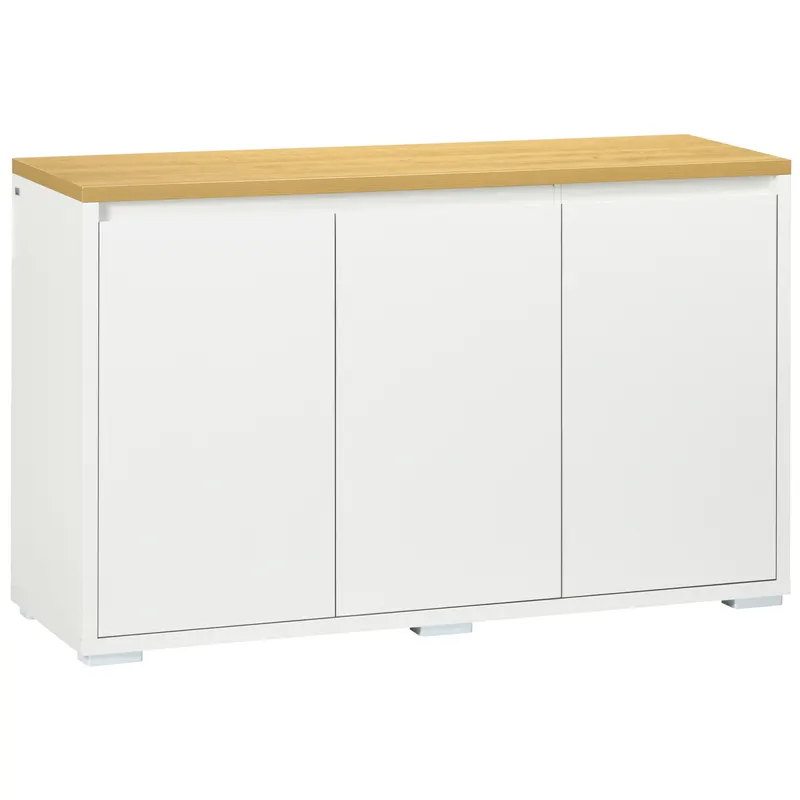 HOMCOM Bufet de Bucătărie, Dulap Depozitare cu 3 Uși, Rafturi Reglabile, Design Modern pentru Living, Hol, Alb | Romania
