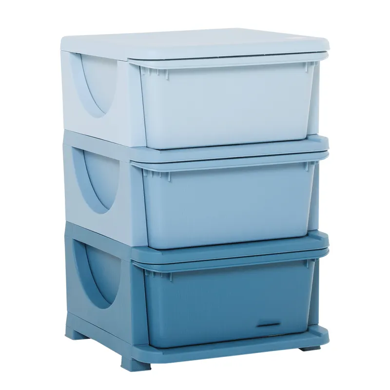 HomCom dulap cu 3 sertare din plastic, ideal pentru depozitarea jucăriilor copiilor, 37x37x56.5 cm, capacitate 10 kg/sertar | Romania