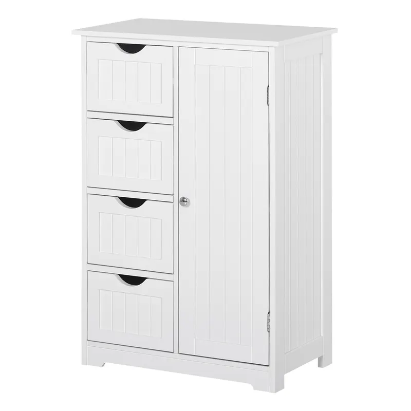 Mobila de Baie Kleankin cu Usa Basculanta si Sertare Alb 56 x 30 x83cm | Romania