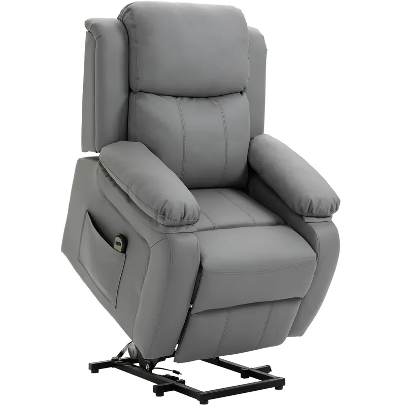 HOMCOM Fotoliu Relaxant Rabatabil la 160°, Electric cu Funcție de Ridicare, Suport pentru Picioare și Telecomandă, 76x90x105 cm, Gri | Romania