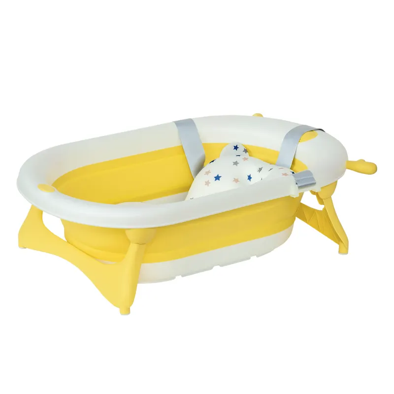 HOMCOM Cadă Pliabilă pentru Bebeluși 0-3 Ani, cu Indicator de Temperatură și Pernuță, Alb, 81.5x50.5x23.5 cm, Design Ergonomic | Romania