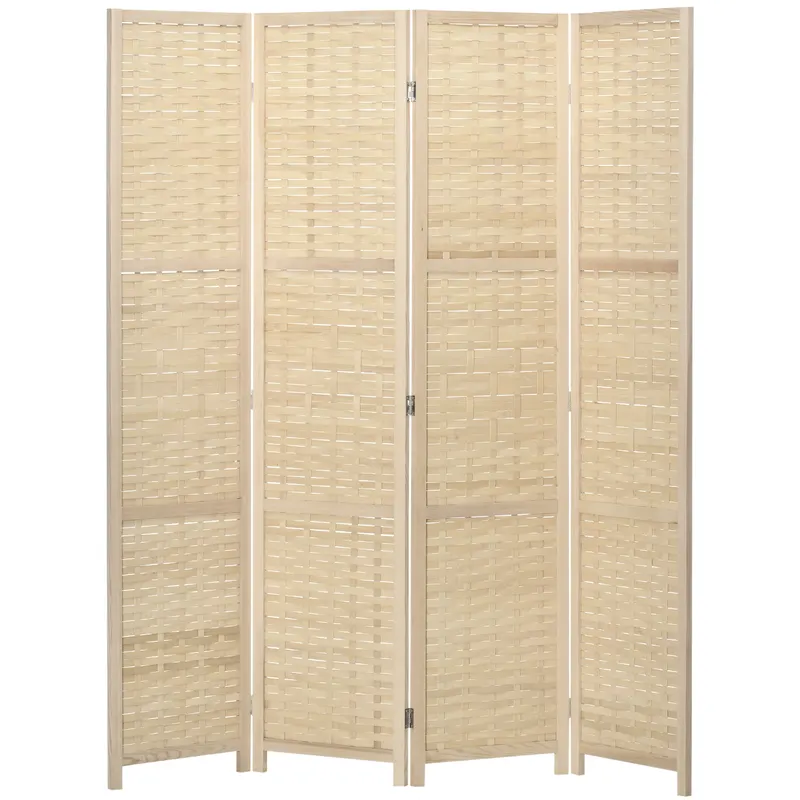 HOMCOM Separator de Cameră din Lemn și Bambus, Paravan Pliabil, Design Modern pentru Acasă și Birou | Romania