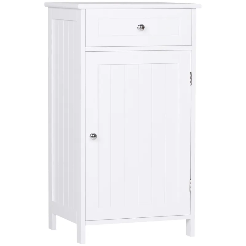 Kleankin Mobilier Baie Modern cu Ușă Basculantă Sertar Spațiu Depozitare 43x34x77cm Alb | Romania