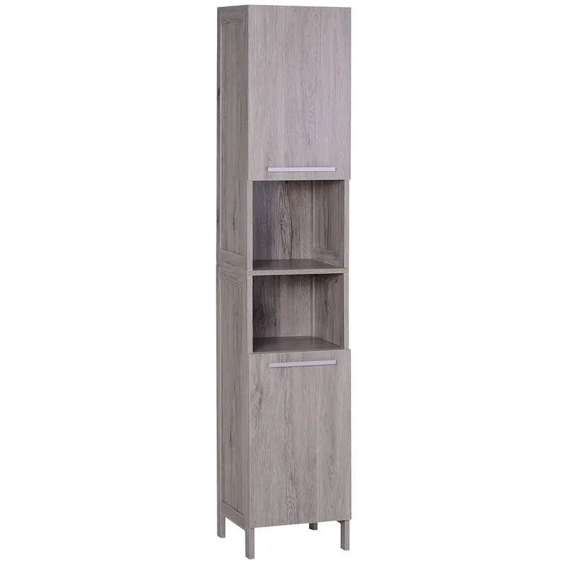 Kleankin Coloană Baie 2 Dulapuri 2 Rafturi Deschise MDF Suprafață Netedă 30x32x172.5cm Culoare Lemn | Romania