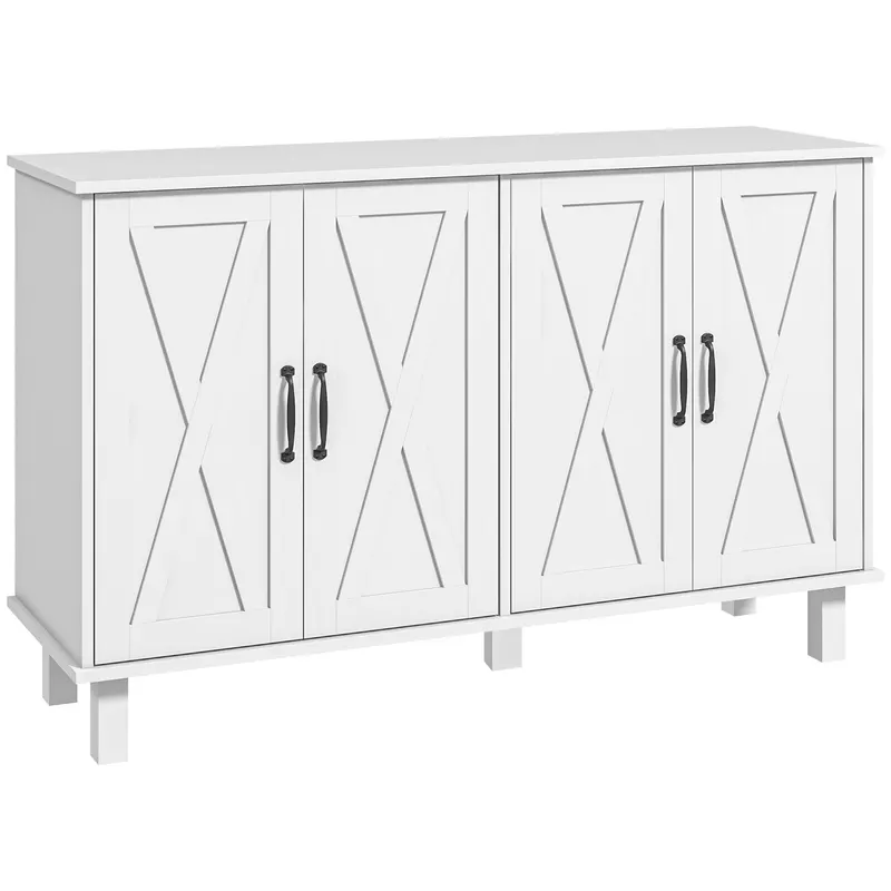 Dulap multifuncțional MDF cu 4 nivele cu 2 rafturi reglabile pentru sufragerie, bucătărie și intrare, 120x37x75 cm, alb HOMCOM | Romania