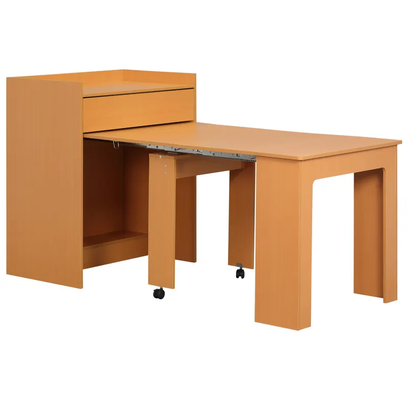 HOMCOM Masă de Sufragerie Pliabilă și Extensibilă, Design Modern pentru Spații Mici, Bucătărie, Finisaj Natural | Romania