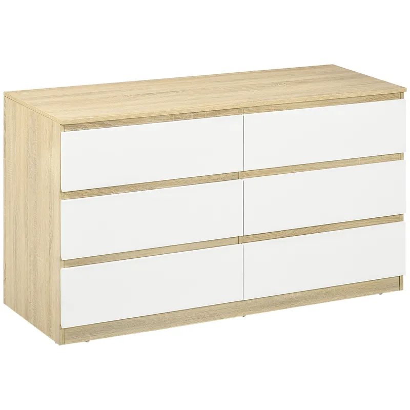 HOMCOM Comoda cu Sertare, Unitate de Organizare a Depozitarii cu 6 Sertare pentru Dormitor, Camera de Zi, Alb | Romania