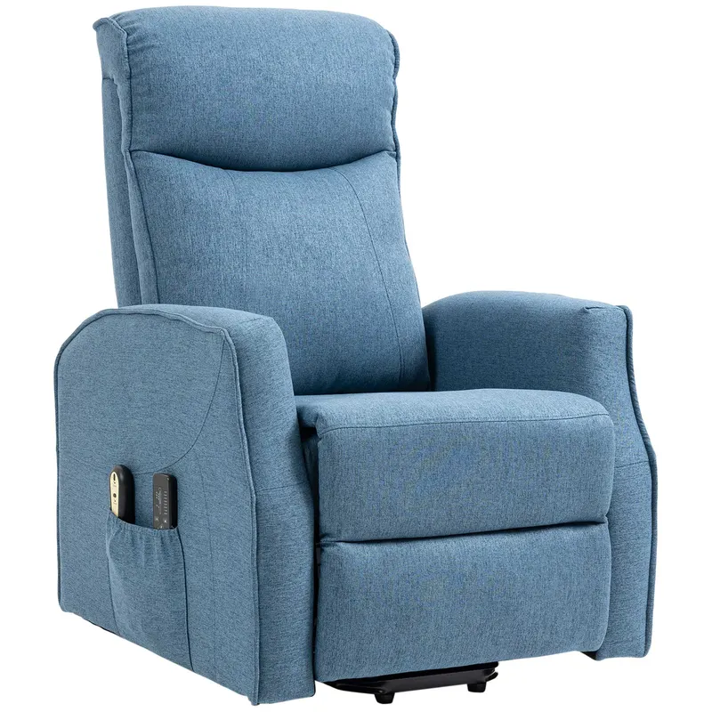 HOMCOM Fotoliu Recliner cu 8 Puncte de Masaj, Rabatabil la 135° cu Suport pentru Picioare, 74,5x87,5x110 cm, Albastru | Romania