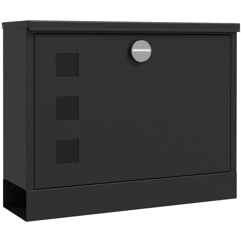 HOMCOM Cutie Poștală de Perete, Rezistentă la Intemperii, cu Ferestre de Vizualizare, 2 Chei, 36.5x11.5x29cm, Negru | Romania