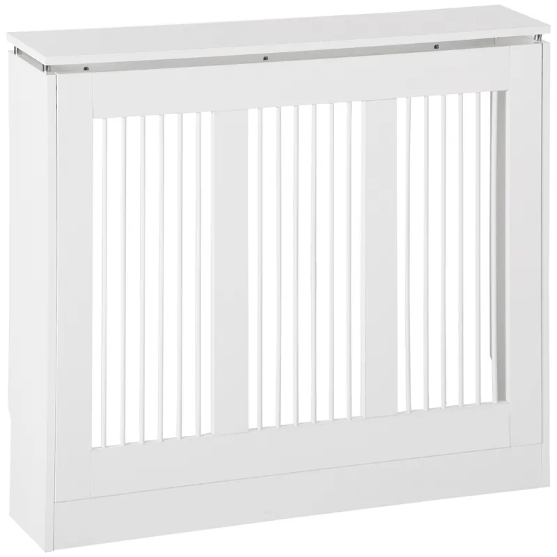 HOMCOM Masca Radiator Moderna din MDF si Otel Alb 90x18x84cm Protectie si Decor pentru Calorifer | Romania