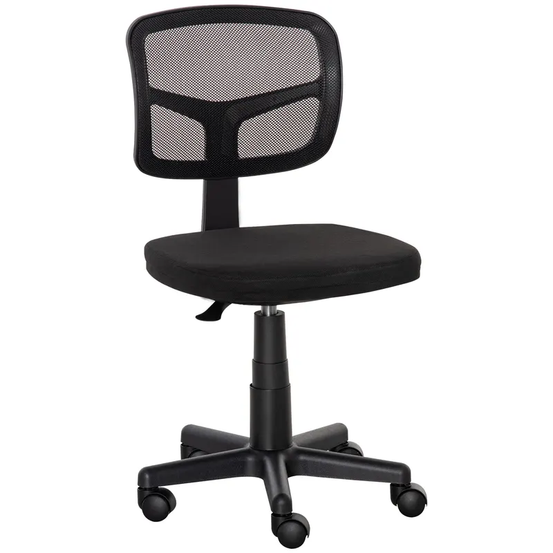 Vinsetto Scaun Ergonomic de Birou din Plasă, Fără Cotiere, Înălțime Ajustabilă, Negru | Romania