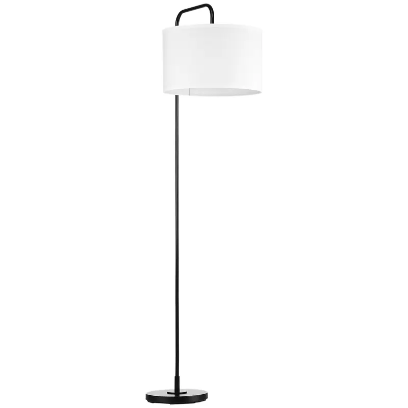 Homcom Lampadar Arcuit, Design Modern cu Abajur din Țesătură și Structură din Oțel, 64x38x163.5 cm, Alba și Neagră, pentru Interior | Romania