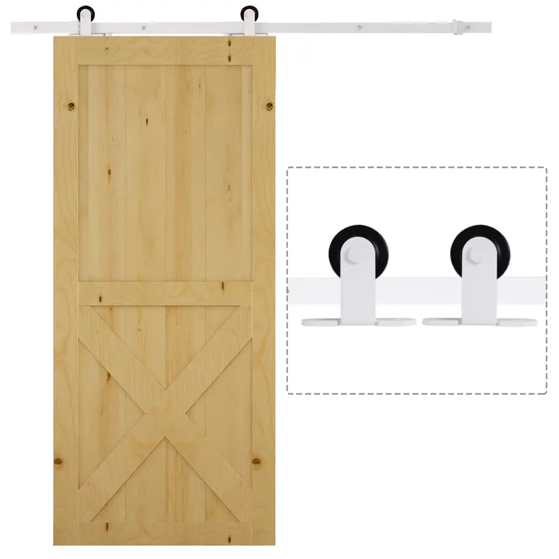HOMCOM Kit de Feronerie de 6' Rustic pentru Interior pentru Montaj Usa Glisanta de Hambar, Alb | Romania