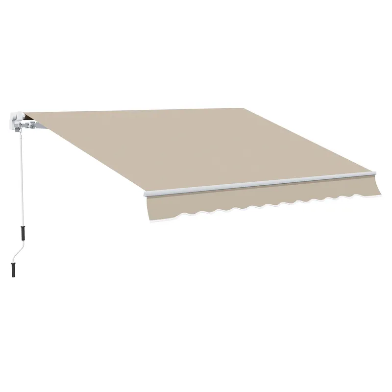 Outsunny Copertină Retractabilă pentru Terasă cu Manivelă Manuală, Rezistentă la Apă, Structură Metalică și Aluminiu, 4x2.5m, Bej | Romania