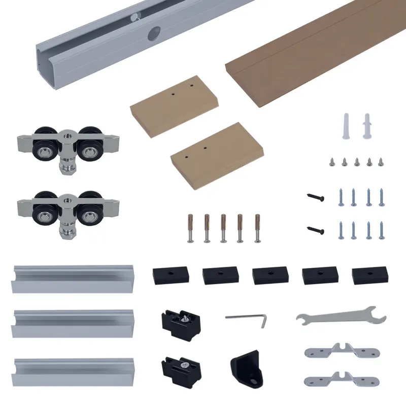 HOMCOM sina cu set de accesorii pentru usi glisante din lemn rustic | Romania