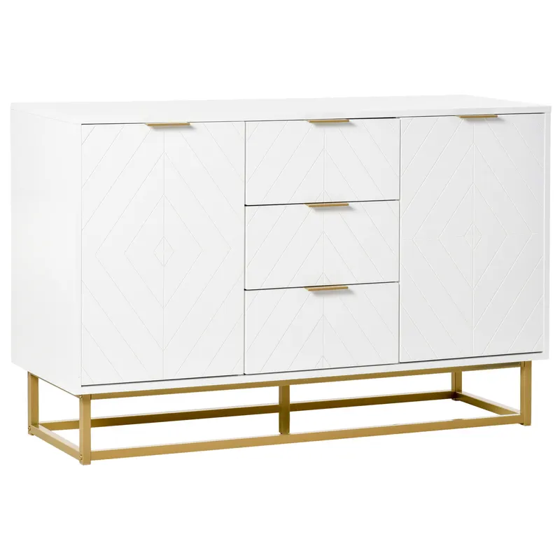 HOMCOM Dulap de bucatarie, Bufet jos pentru bucatarie sau sala de mese cu 3 sertare si 2 usi, 120x40x76 cm | Romania
