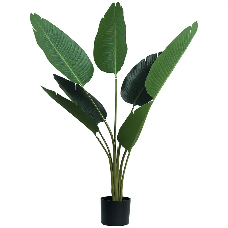 Outsunny Planta Artificiala Pasarea Paradisului Inalta 120cm, Planta Artificiala Strelitzia pentru Interior si Exterior cu Ghiveci | Romania