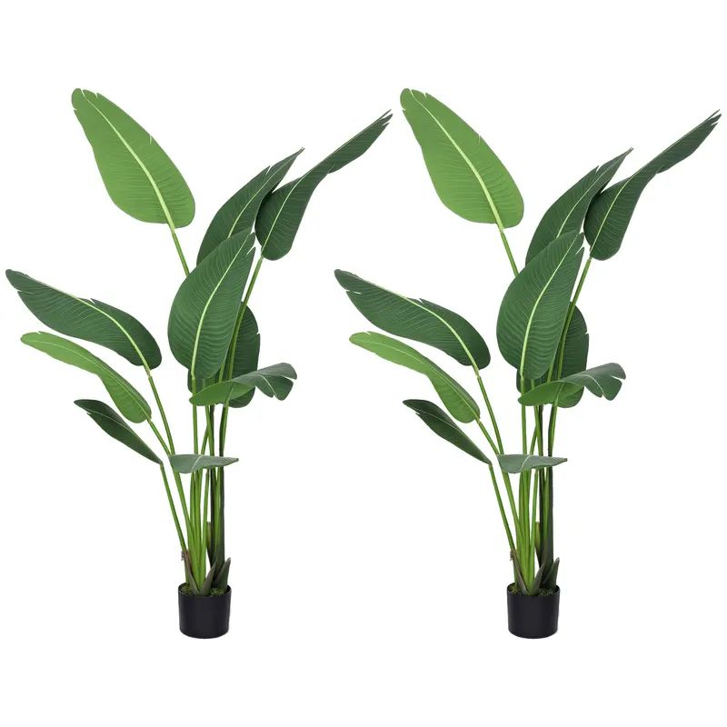 HOMCOM Palmierul Calatorilor Artificial de 5 metri Cu Ghiveci, Planta Artificiala, Pentru Decorarea Camerei De Zi, Biroului De Acasa | Romania