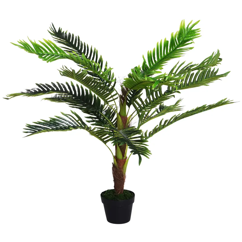 Outsunny Planta Artificiala Palmier Cycas Inaltime 123cm, Planta Artificiala cu Ghiveci Inclus, Decoratiune pentru Casa si Gradina | Romania