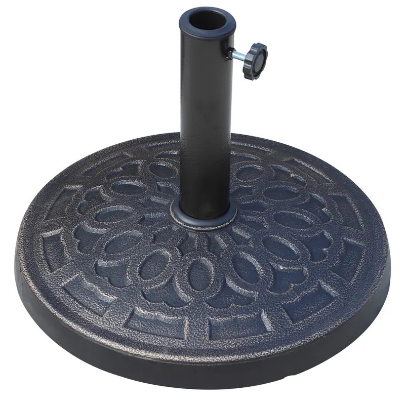 Outsunny Suport Umbrelă de Soare Rotund, Rășină Rezistentă, Bronz, Design Elegant, Φ44x33cm | Romania